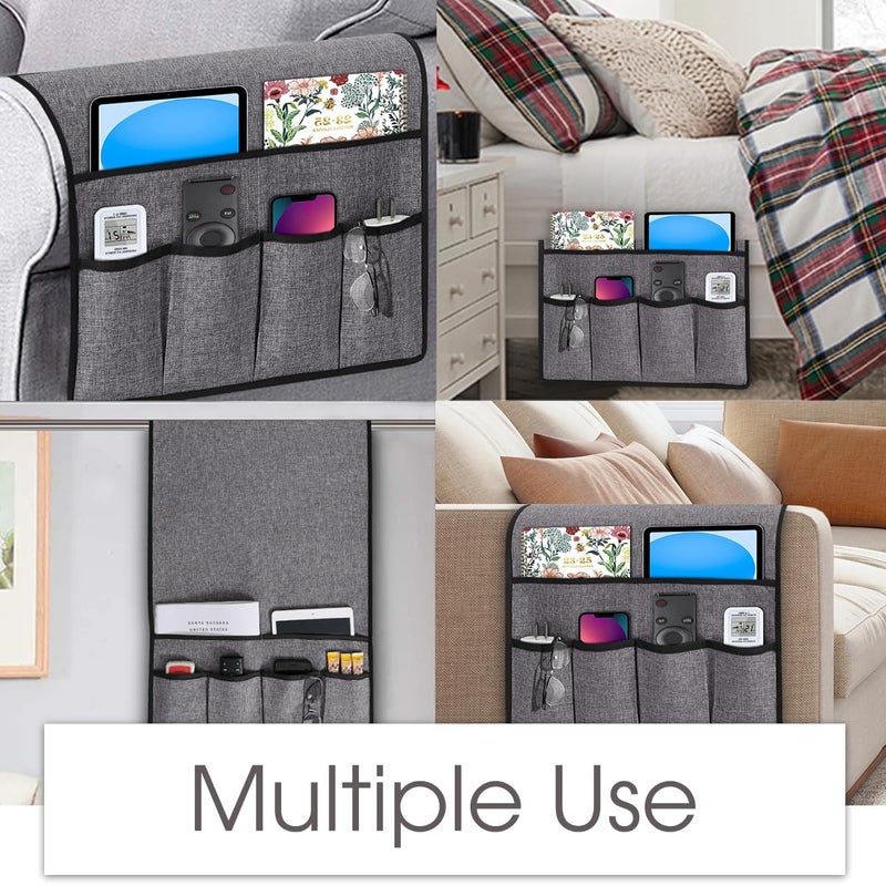 Joywell Remote Control Holder for Couch, Armchair Caddy Recliner Armrest Organizer Non Slip Sofa Arm Chair Caddie with 6 Pocket Storage for Magazine, Tablet, Phone, iPad, Grey - Image 5